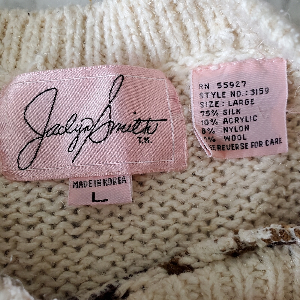 Vintage Earth Tone Sweater Silk Jaclyn Smith Wool - Picture 8 of 15